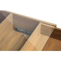 FRILI - Table basse style scandinave salon/séjour - 90x35x60 cm - Plateau en verre + 1 tiroir + pieds en bois massif
