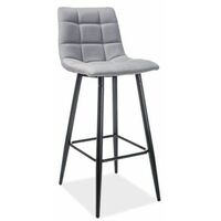 SPICO - Tabouret de bar moderne - Dimensions 103x42x34 cm - Siège tissu + base métal - Chaise haute de cuisine - Chaise de bar - Gris