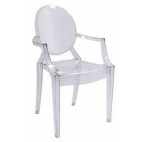 LUIZ - Chaise de luxe pour salon élégant - Dimensions : 92x54x42 cm - Faite en polycarbonate - Forme élégante et raffinée - Transparent