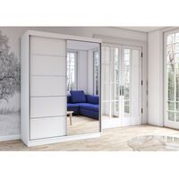 KALKE - Grande armoire à portes coulissantes - Miroir - 5 étagères + tringle - 150x61x200 cm - 509.99