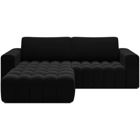 Canapé d'angle gauche convertible Clovis Velours Noir (1/5)