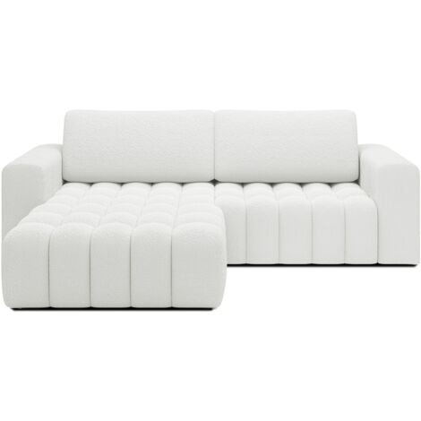 Canapé d'angle gauche convertible Clovis Bouclette Blanc (1/5)