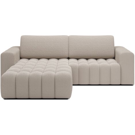 Canapé d'angle gauche convertible Clovis Bouclette Beige (1/5)