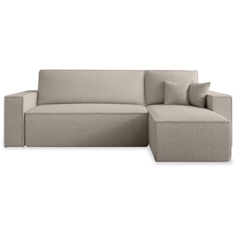 Canapé d'angle convertible réversible Lorenzo Bouclette Beige