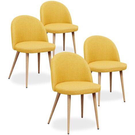 Lot de 4 chaises scandinaves Cecilia tissu Jaune