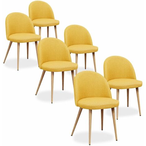 Lot de 6 chaises scandinaves Cecilia tissu Jaune