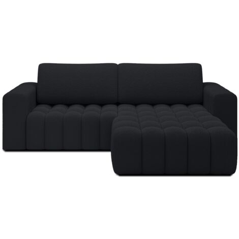 Canapé d'angle droit convertible Clovis Bouclette Noir (1/5)