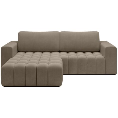 Canapé d'angle gauche convertible Clovis Velours Taupe (1/5)