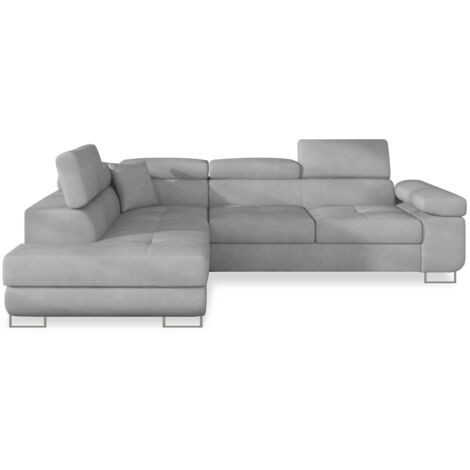 Canapé d'angle gauche convertible Marius velours Gris