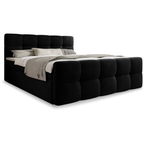Lit coffre + matelas Volupto 160cm velours Noir