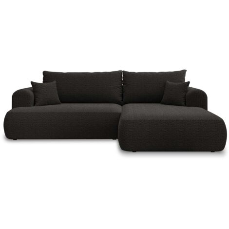 Canapé d'angle droit convertible Velaro Bouclette Noir (1/5)
