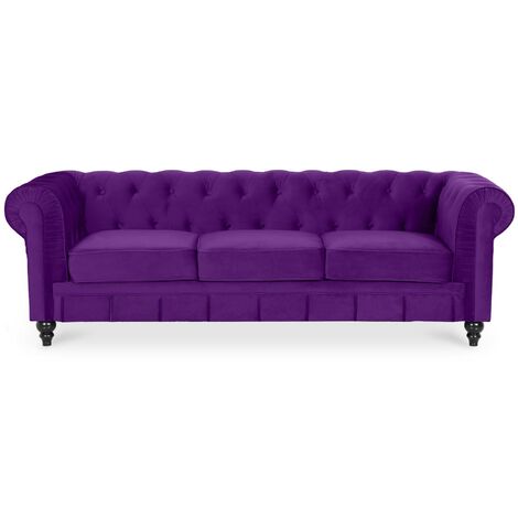 Canape Chesterfield Velours 3 Places Altesse Violet (1/2)