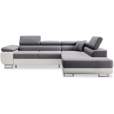 Canapé d'angle droit convertible Marius Gris et Blanc (1/5)