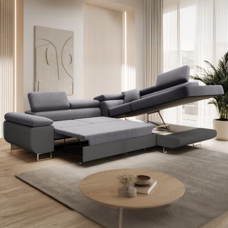 INTENSE DECO Canapé D'angle Droit Convertible Isaac Velours Noir