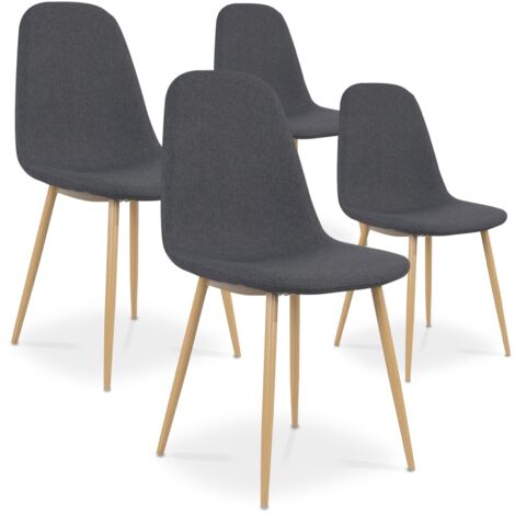 Lot de 4 chaises scandinaves Bali tissu Gris (1/3)