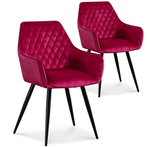 Lot de 2 chaises Victoria en velours rouge pieds noir (1/2)