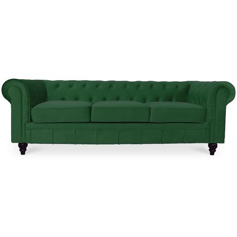 Canape Chesterfield Velours 3 Places Altesse Vert (1/2)