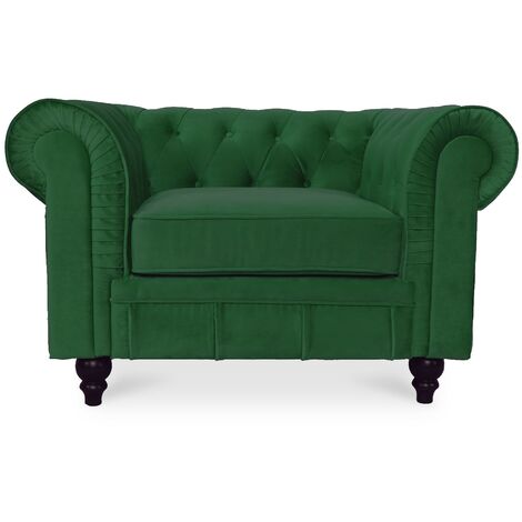 Fauteuil Chesterfield velours Altesse Vert