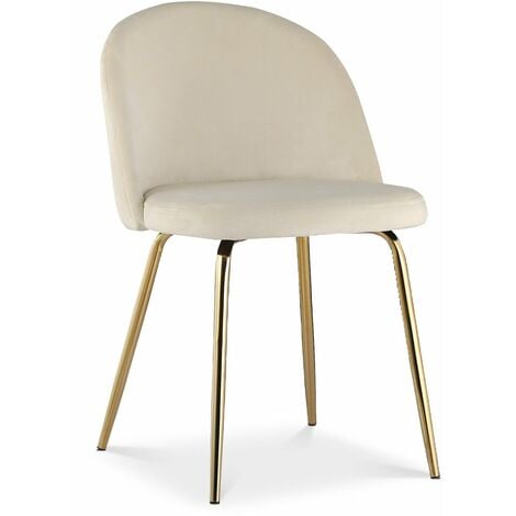 Lot de 6 chaises Cecilia velours Beige pieds or