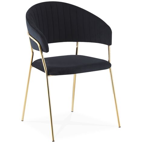 Lot de 4 chaises Margaux velours noir pieds or