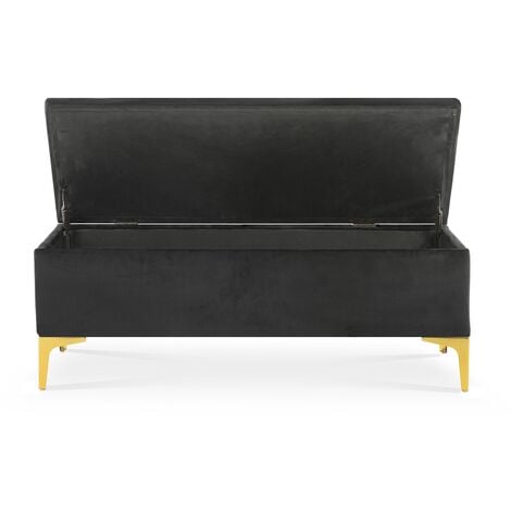 Banquette Coffre Chloé velours Noir pieds doré