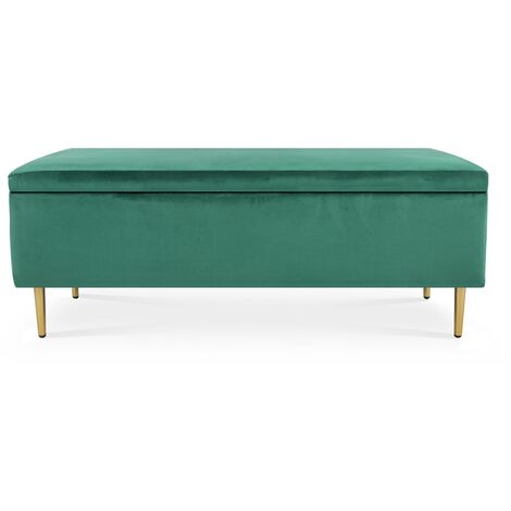 Banquette Coffre Iris velours Vert pieds doré (1/4)
