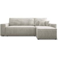 Canapé d'angle convertible réversible Lorenzo en velours côtelé Beige