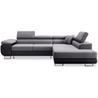 Canapé d'angle droit convertible Marius Gris et Noir