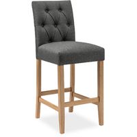 Lot de 2 chaises de bar en bois Gaya tissu Gris - H65cm - Gris
