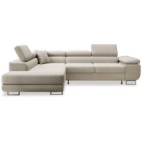 Canapé d'angle gauche convertible Marius tissu Beige