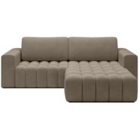 Canapé d'angle droit convertible Clovis Velours Taupe