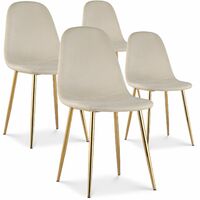 Lot de 4 chaises Bali velours beige pieds doré