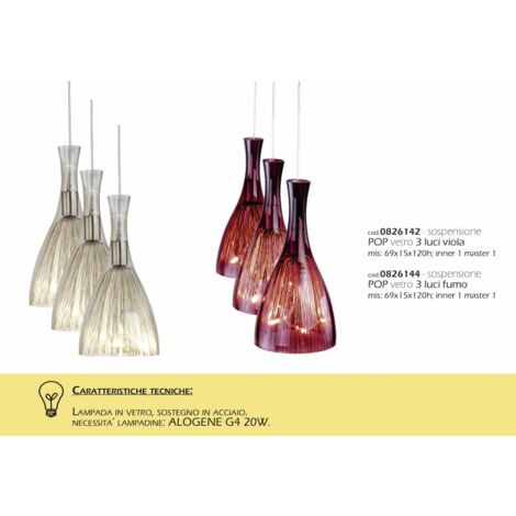Sosp.pop Ø15 fumo 3 luci vetro+acril - bizzotto (1/2)