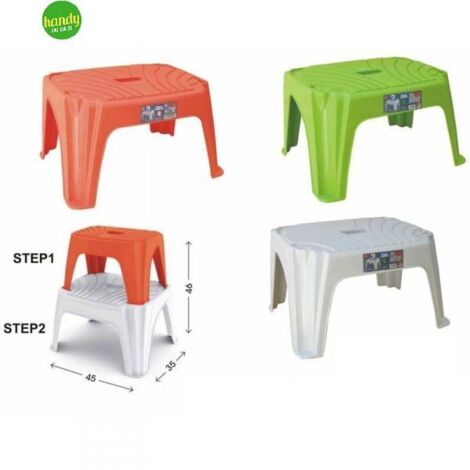 Sgabello in plastica multiuso step 2 45x35x22 cm colori assortiti - bama spa