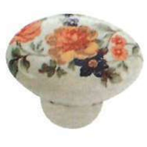 Pomolo porcellana ovale chmp+fiore pezzi 1 - masidef