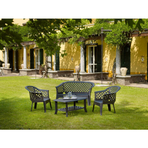 Set giardino 2 sedie 1 panchina 1 tavolino s/cuscino antracite - ipae-progarden (1/6)