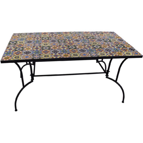 1PZ TAVOLO DECORO MOSAICO 'FLOWER I' cm 150 x 80 x h.73