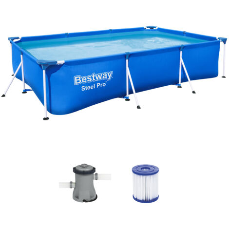 Bestway – Piscina fuori terra rettangolare 300x201x66 cm – Struttura in metallo TriTech – Resistente alla ruggine – Predisposta per pompa filtro 32 mm (1/5)