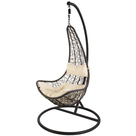 POLTRONA PENSILE APERTA POLYRATTAN CON CUSCINI PORTA MAX 150KG DIAMETRO 105-H195