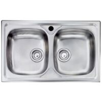 Lavello da incasso in acciaio inox due vasche con sifone 50x86 - mabel