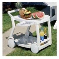 Trolley portavivande legno acacia bianco white old arredamento esterno ac805039