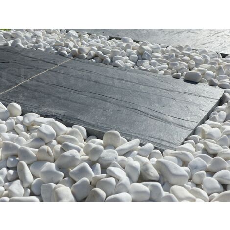 Classgarden – Galet décoratif blanc brillant 12-24 mm – VRAC Big-Bag 500 kg – Couverture 12 à 13 m² avec 40 kg/m² – Pour allées et parterres