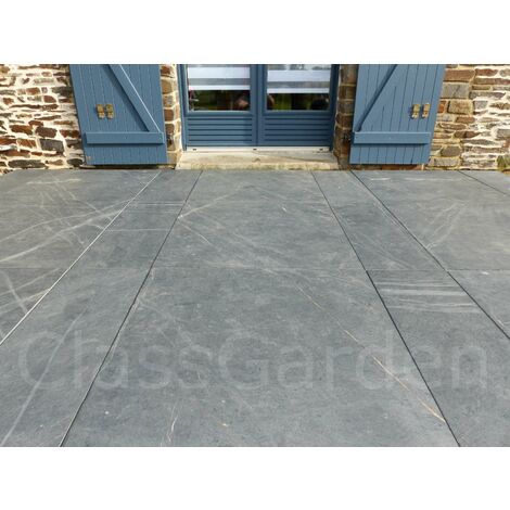 Classgarden – Dalle d'ardoise noire 100x30 cm – Épaisseur 3 cm – Bords rectifiés – Pour terrasses et allées extérieures