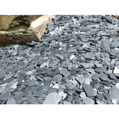 Classgarden – Paillage ardoise noir 10-40 mm – VRAC Big Bag 500 kg – Surface couverte 8 à 9 m² – Épaisseur recommandée 3 cm - NOIR 10-40