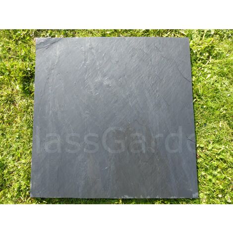 Classgarden – Pas japonais carré 40x40 cm – Dalles en ardoise noire – Épaisseur 3 cm – 4 bouts sciés – Poids 17 kg pour allée naturelle