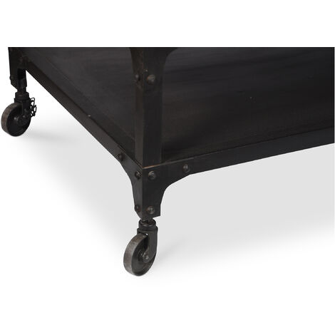 Table à Manger Rustique Industrielle – 120x65cm – Bois Et Métal – Fabriquée à La Main
