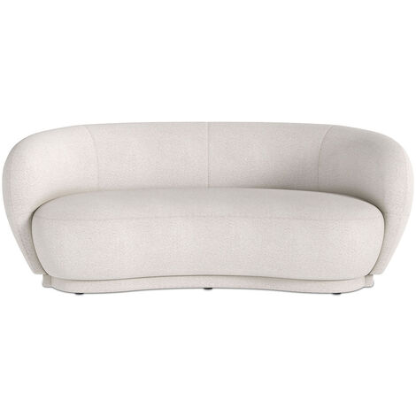 Privatefloor – Canapé droit 3 places en tissu bouclé blanc cassé – Dimensions 93x75 cm – Design organique élégant pour espaces modernes
