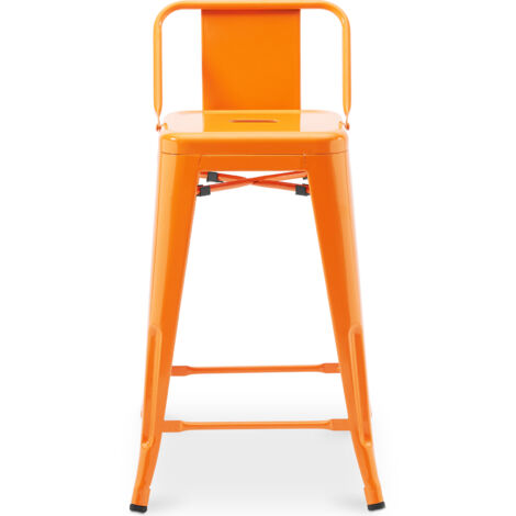 Tabouret de bar avec dossier - Design industriel - 60cm - Nouvelle édition - Stylix Blanc