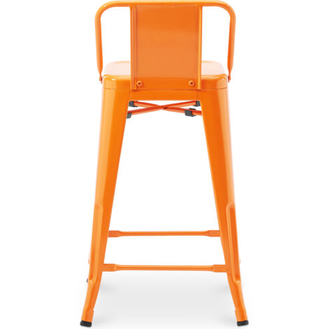 Tabouret de bar avec dossier - Design industriel - 60cm - Nouvelle édition - Stylix Blanc