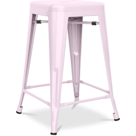 Tabouret de bar - Design industriel - Acier mat - 60cm - Nouvelle édition - Stylix Rose pâle (1/5)